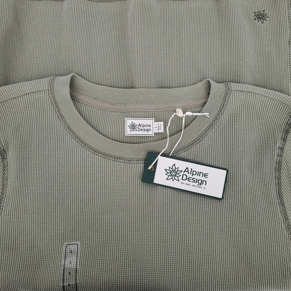 Alpine Design Women L Thermal Long Sleeve Top Olive Green Waffle Knit Organic - Picture 4 of 10